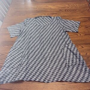 Flax Black White Gray 100% Linen Polka Dot Tunic Dress Lagenlook M